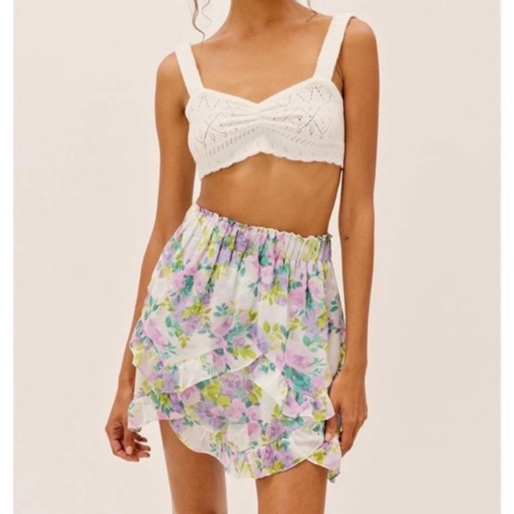 For Love and Lemons Evie Mini Skirt In Lavender Size Small